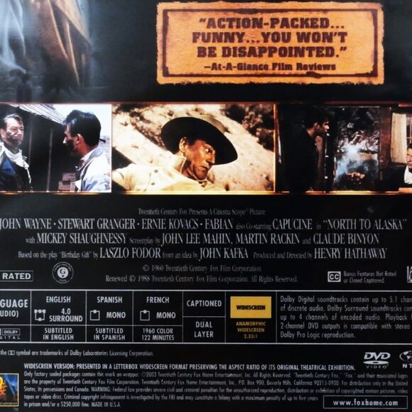 NORTH TO ALASKA DVD 1960/1988 Widescreen John Wayne, Stewart Granger, Fabian - Picture 4 of 5